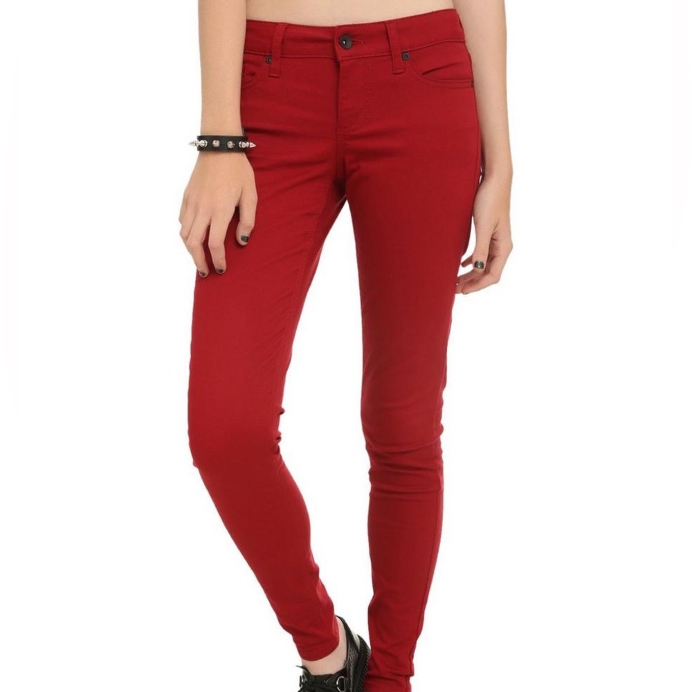 LOVESICK Red Low Rise Skinny Jeans